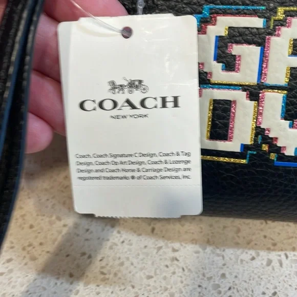 Coach NWT Limited Edition Black Pebbled Leather Game Over' Wristlet MSRP $120 - Picture 3 of 6